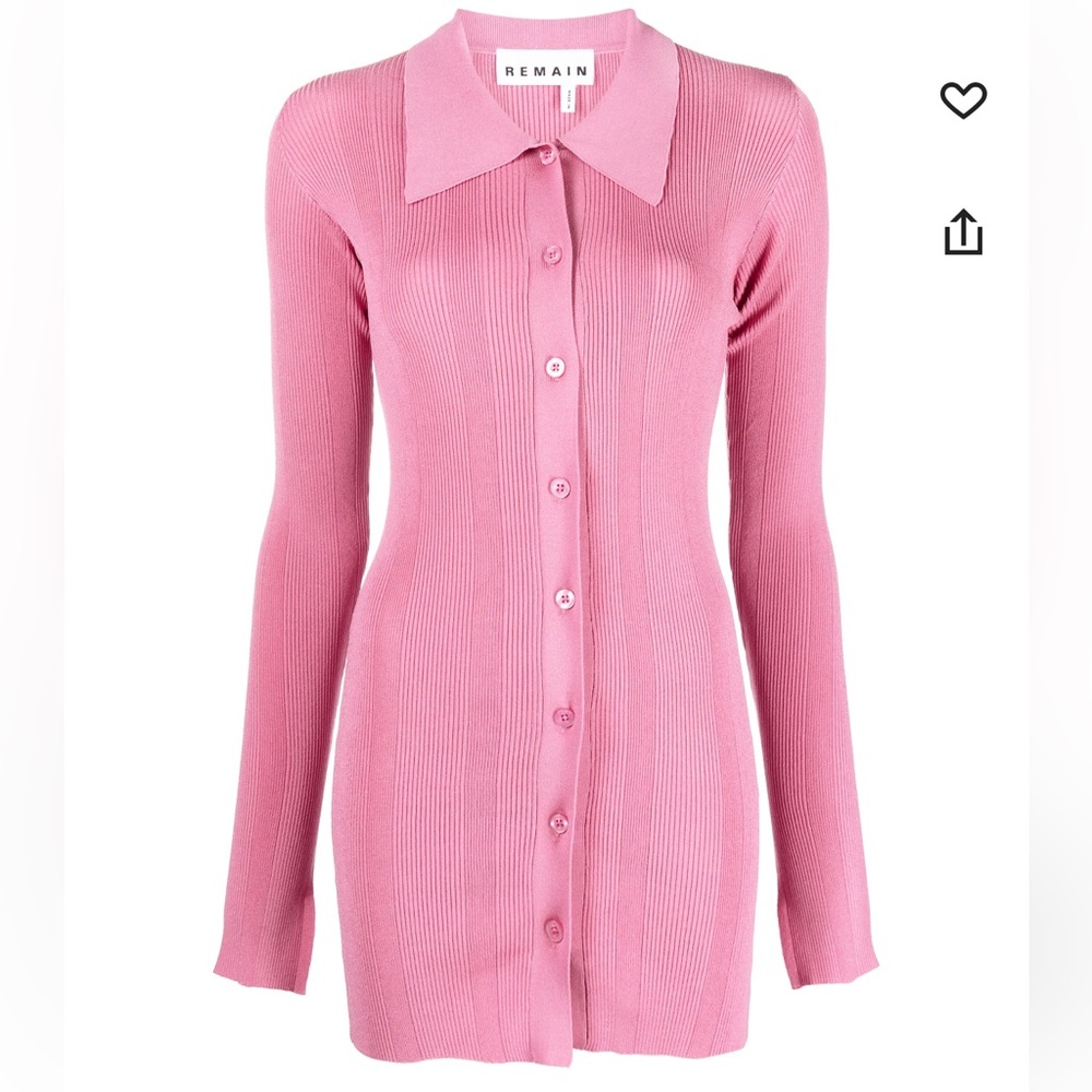 Remain Kulia Long Ribbed Cardigan In Pink NWT